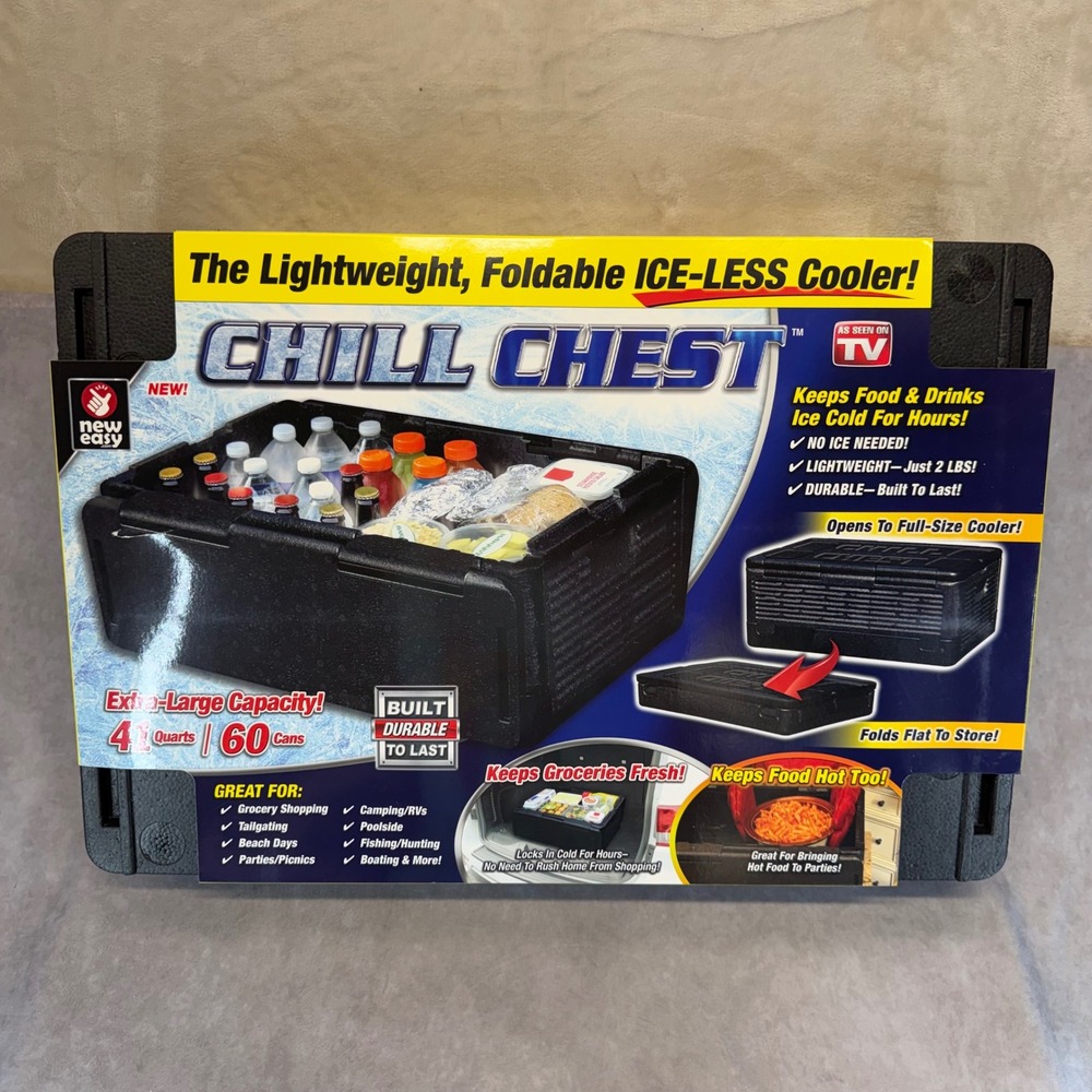 Chill Chest Foldable Ice-Less Cooler Unisex 41 Quart Black Insulated 60 Can Box